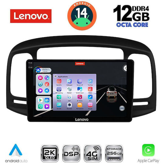 Lenovo Ηχοσύστημα Αυτοκινήτου για Hyundai Accent 2005-2012 (Bluetooth/USB/WiFi/GPS/Apple-Carplay/Android-Auto) με Οθόνη Αφής 9"