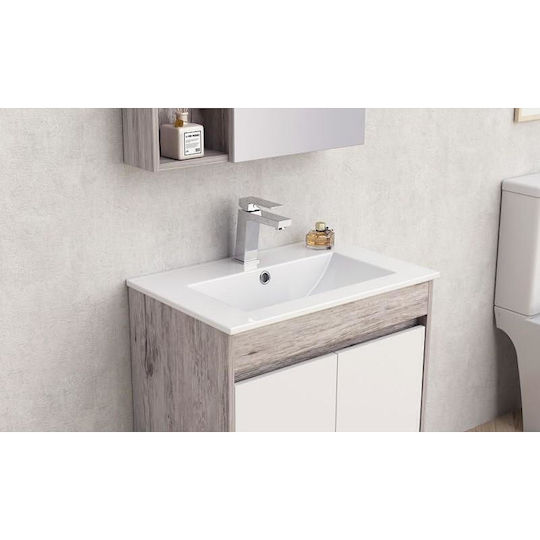 Inter Ceramic Πάγκος με Νιπτήρα Μ60xΒ38.5xΥ81cm Λευκός