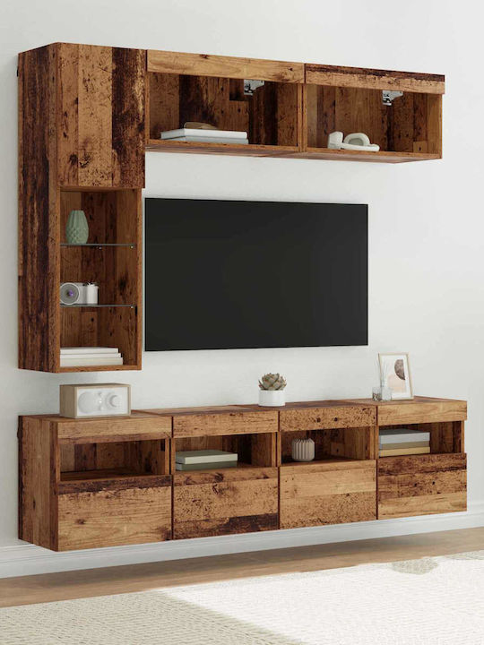 Wohnzimmer TV-Einheit Old Wood mit Beleuchtung ...