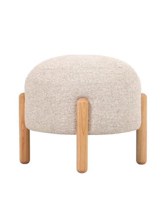 Stool For Living Room Upholstered with Fabric Κρεμ / Καφέ 45x45x36cm