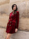 Damen Bordeaux Mantel mit Knöpfen