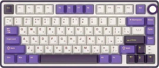 Royal Kludge R75 Ασύρματο Gaming Μηχανικό Πληκτρολόγιο 75% με Custom Silver διακόπτες και RGB φωτισμό (Αγγλικό US) Μωβ