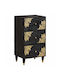 Comoda pentru Dormitor din Lemn Masiv Negru 40x33x75buc