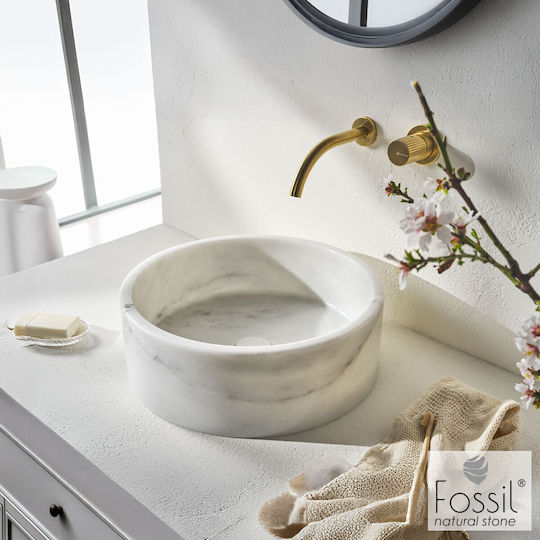 Fossil Επικαθήμενος Νιπτήρας Μαρμάρινος 42x42cm Carrara Nuovo Fossil Επικαθήμενος Νιπτήρας Μαρμάρινος 42x42cm Carrara Nuovo