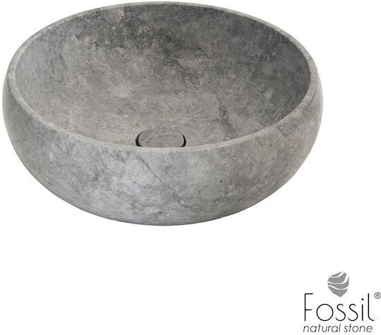 Fossil Επικαθήμενος Νιπτήρας Μαρμάρινος 42x42x14cm Tundra Grey