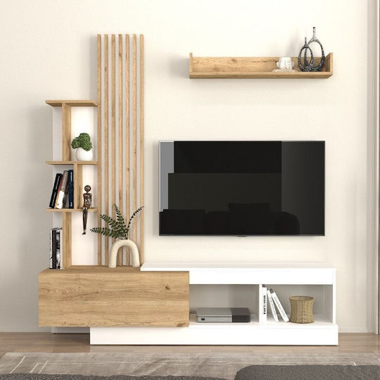 Vermont Living Room TV Unit White - Sepet Oak L180xW40xH193.8cm