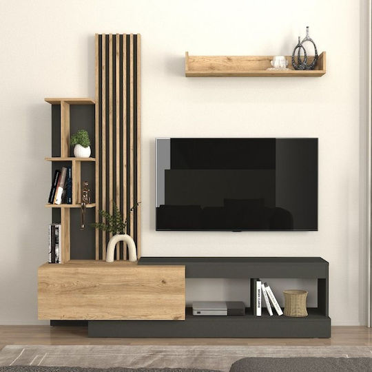 Unitate TV pentru sufragerie Vermont Anthracite - Sepet Oak L180xA40xÎ193.8cm