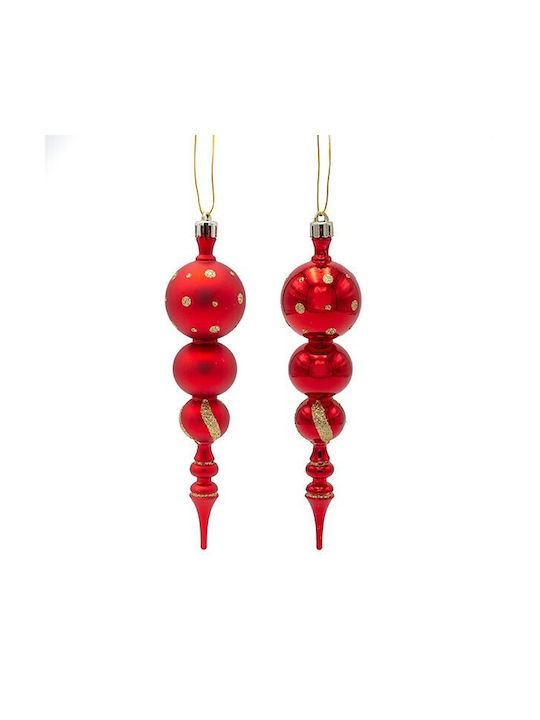 Ornament Din Plastic Stalactită Auriu Roșu Set 4 Bucăți 18cm