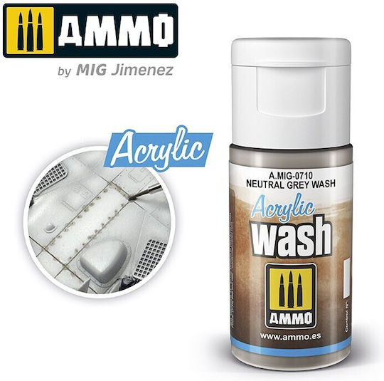 Ammo Acrylic Χρώμα Μοντελισμού Neutral Grey Wash 15ml