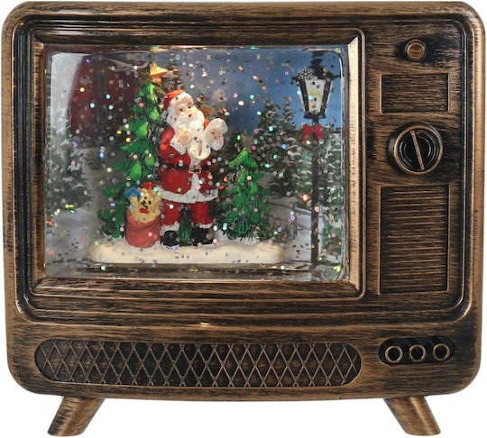 Коледна Изпълнена със светлина украса TV с Дядо Коледа Декоративна 13x14см 1бр