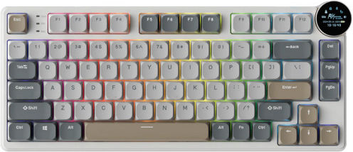 Royal Kludge RK N80 Drahtlos Gaming Mechanische Tastatur 75% mit Benutzerdefiniert Braun Schaltern und RGB-Beleuchtung (Englisch US) Gray