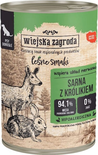 Wiejska Zagroda Wet Food Dogs with Deer and Rabbit 400gr