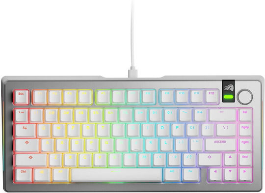Glorious PC Gaming Race GMMK 3 Pro Gaming Μηχανικό Πληκτρολόγιο 75% με Glorious Fox διακόπτες και RGB φωτισμό (Αγγλικό US) Ασημί