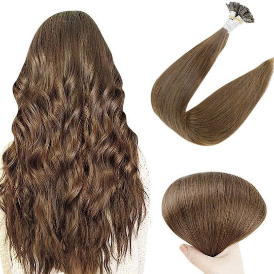 Keratin Extension Virgin Human Hair Set 10 Pieces Medium Chestnut No 6