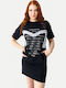 Sommer Mini Damenkleid Schwarz