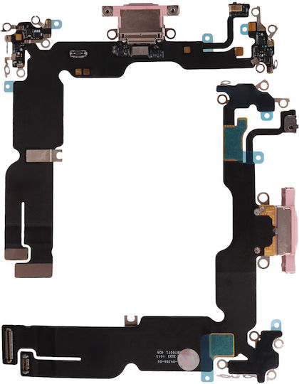 iPhone 15 Plus Tip C Cablu Flex Conector Încărcare Port Audio Microfon Roz 3p