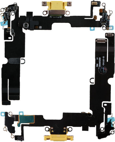 Iphone 14 Plus Lightning Καλωδιο Flex Κονεκτορα Φορτισης + Audio Port + Μικροφωνο Titanium Yellow 3p