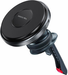 Green On Car Mobile Mount with MagSafe Wireless Charging Black