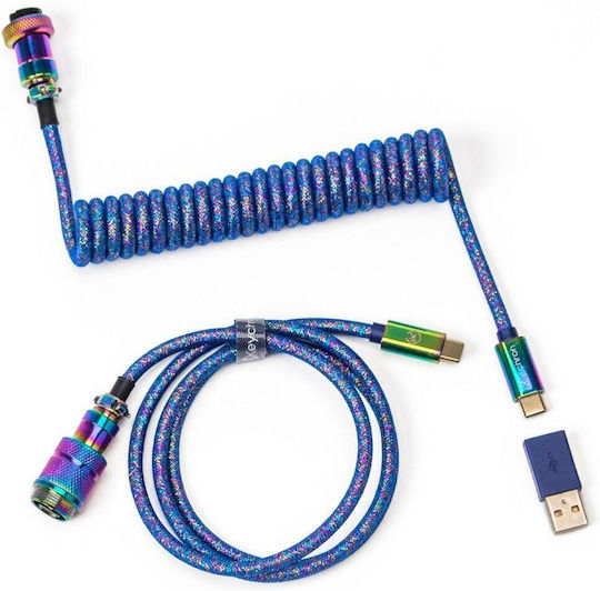 Keychron Цветен Премиум Навит Aviator Дъгово Покрит Син Кабел За Клавиатура Cab-6 От Usb C M Към Usb C M 1.08m Светлосин