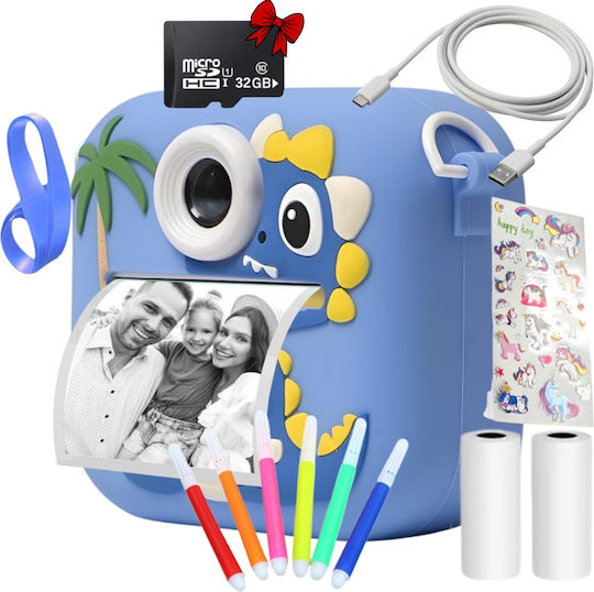 Smartic Cameră Instant Full HD 1080p Rezoluție Baterie 800mAh Ecran 2.4 Inch Card Memorie 32 Gb Funcție Imprimare Instant Joc Încorporat 3 Role Imprimare Mp3 Mod Selfie 5 Filtre