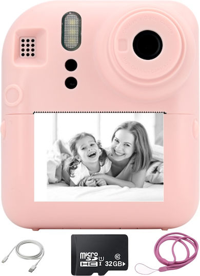 Smartic Cameră Pentru Copii Hd 1080p Rezoluție Baterie 1000mah Ecran 2.4 Inch Card Memorie 32 Gb Funcție Imprimare Instantanee Jocuri Incorporate Mp3 Mod Selfie Usb Type-c Roz