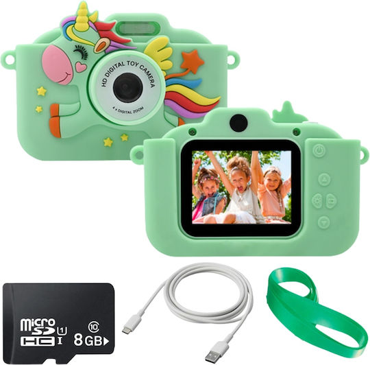 Cameră Pentru Copii Smartic Hd 1080p Rezoluție Baterie 600mah Ecran 2.4 Inch Card Memorie 32 Gb Jocuri Incorporate Mp3 Mod Selfie Usb Type-c Verde