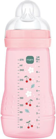 Mam Plastic Baby Bottle Easy Active Anti-Colic with Silicone Nipple for 2+ months Pink 270ml