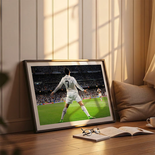 Poster Cristiano Ronaldo Sc103 30cm x 40cm Schwarzer Hölzener Rahmen