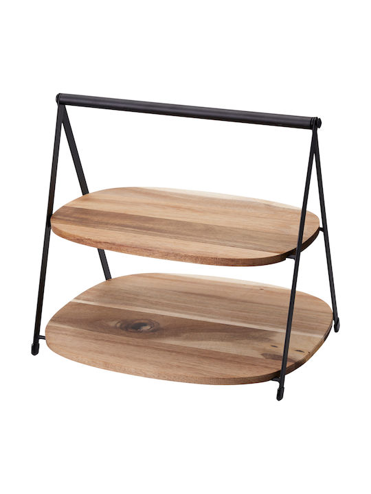 Excellent Houseware Ξύλινη Ορντεβιέρα 2 Θέσεων Καφέ Π27xΜ25xΥ25cm