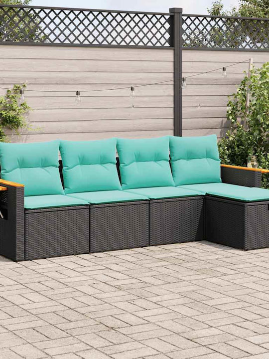 Corner Sofa Outdoor Rattan with Cushions 55x55x...