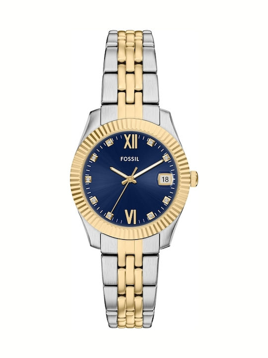 Fossil Three Кварцов Часовник с Метална Верижка