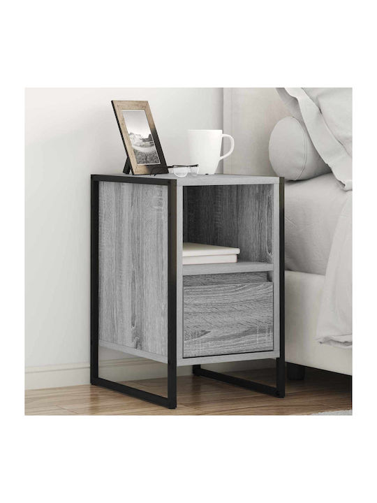 Wooden Bedside Table Grey 39.5x30x50cm