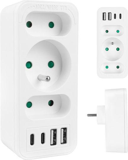 Maclean Energy Πολύπριζο 4 Θέσεων με 4 USB-A