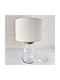 MSA Glass Table Lamp with White Shade and Transparent Base