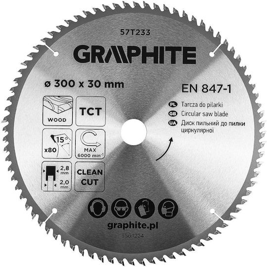 Graphite Schneidscheibe Holz mit 80 Zähnen 300mm