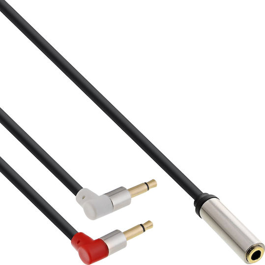 InLine Audio Cable 3.5mm Female - 2x 3.5mm Male Black 2m 99251B