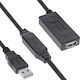 Manhattan USB 2.0 Cable USB-A male - USB-A female Μαύρο 20m