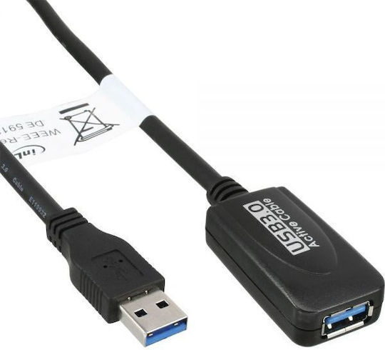 InLine USB 3.0 Kabel USB-A-Stecker - USB-A-Buchse Schwarz 5m 35650
