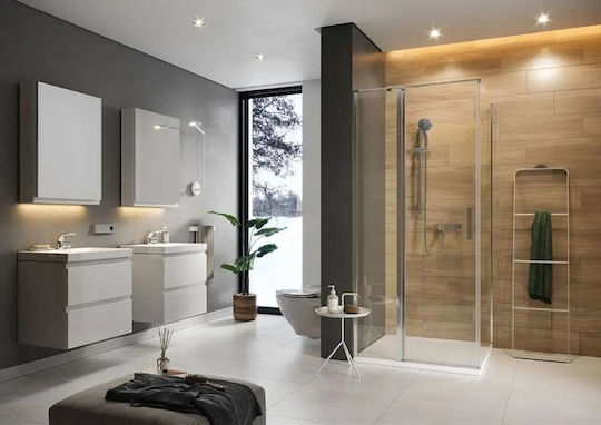 Cersanit Kabine für Dusche mit Aufklappbar Tür 90x195cm