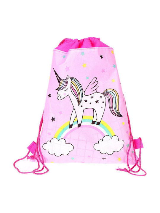 School Bag Shoes Gym Outfit Unicorn On Rainbow Pink 35x27cm