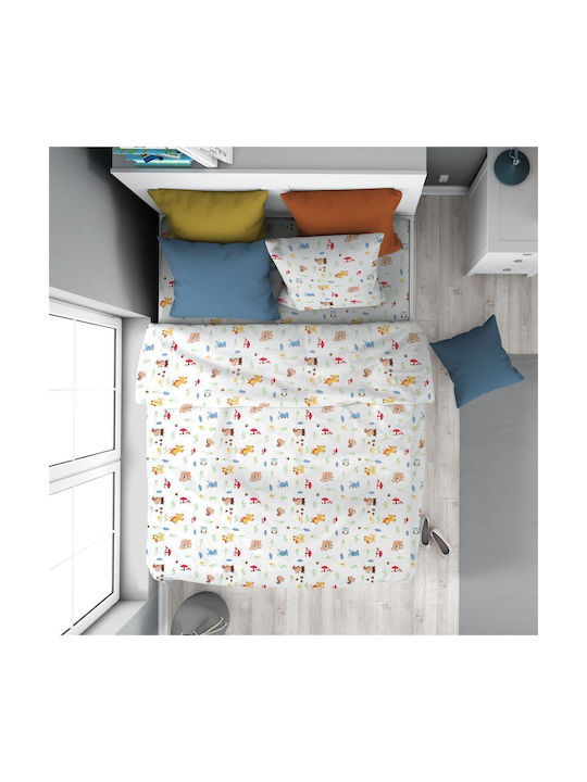 Dimcol Kids Duvet Cover Single Cotton White-sky...