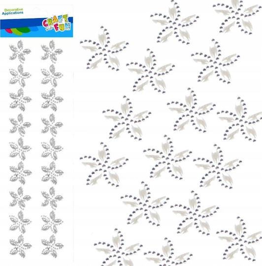 Craft Fun Декоративен Декорационен Crystal Цветя 18 Бройки Бели 12/144