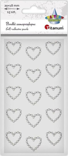 Self-adhesive Pearls White Hearts 15pcs Edukamp