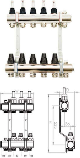 Brass Manifold Sigma-li Thermostatic Valve Flowmeter 459x346x87mm Rmztp-8