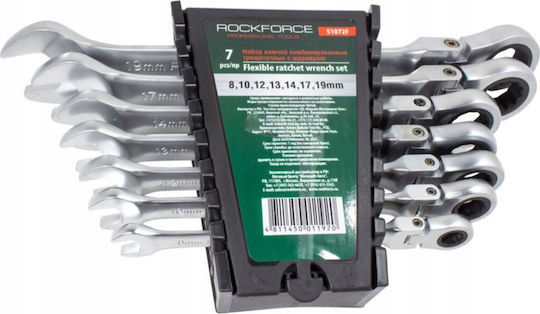 Rockforce Set 7 Ratcheting Combination Wrenches Flex Joint 8-19mm