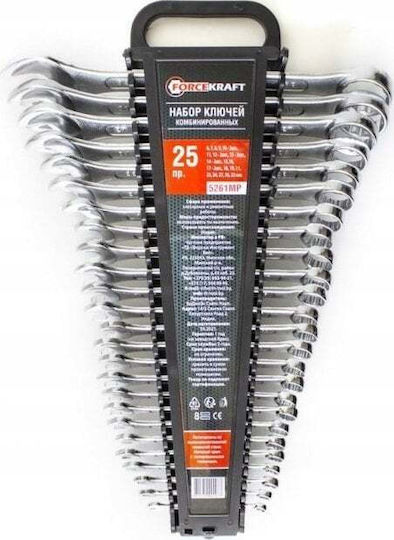 Forcekraft Set Chei Poligonale Germane 25 Bucăți 6-32mm Cr-v