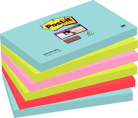 Post-it Sticky Notes Post-it Super Sticky 655-6ss-mia 76x127mm 6x90 Sheets Palette Miami