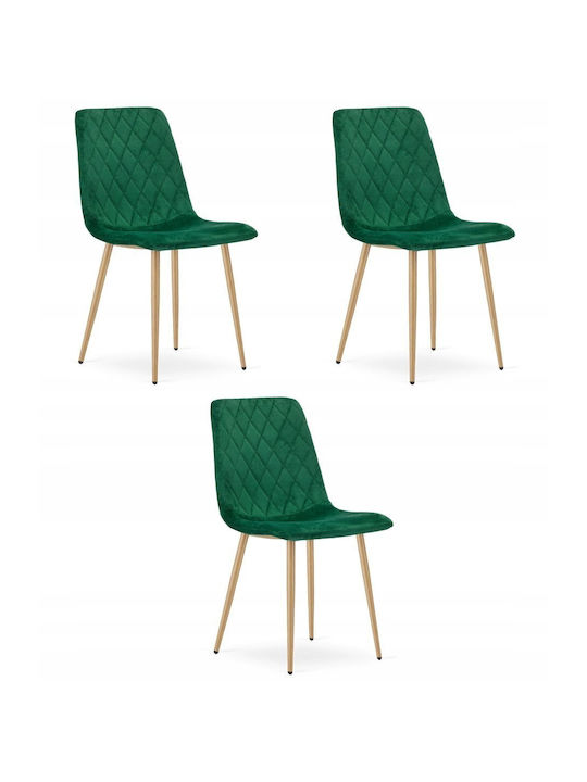 Dining Room Velvet Chair Dark Green Velvet 3pcs