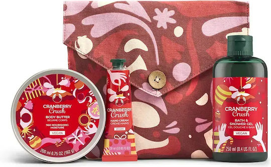 The Body Shop Essentials Cranberry Case Skin Care Set for Body Cleaning 4pcs