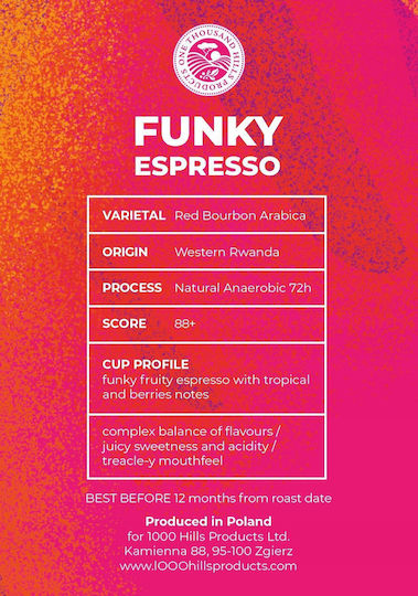 Rwanda Muhabura Funky Anaerobic Еспресо Кафе Зърна 400g